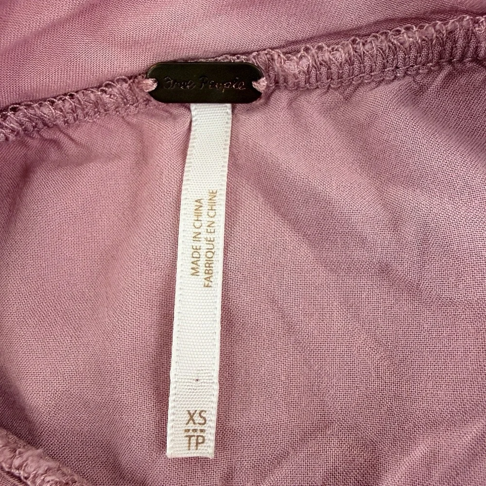 Free People Pink Thermal‎ Lace Long Sleeve Top XS Boho Cottagecore